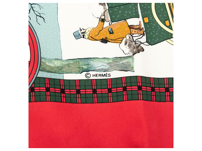 Sciarpa in seta Hermès White L Hiver en Poste 90 Bianco - vista 3