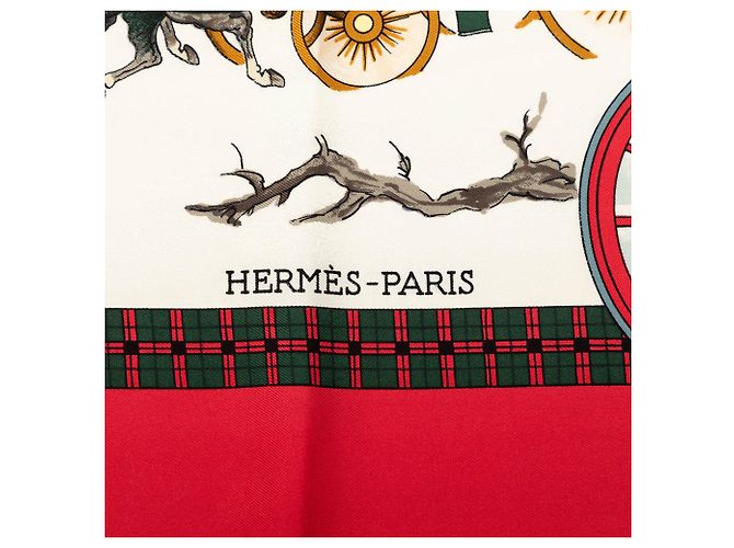 Sciarpa in seta Hermès White L Hiver en Poste 90 Bianco - vista 5