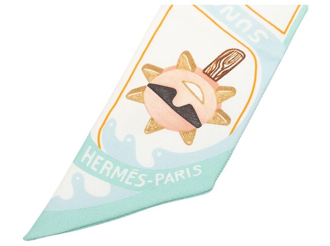 Foulard Twilly in seta Hermès Blue Funny Ice Cream Blu chiaro - vista 2