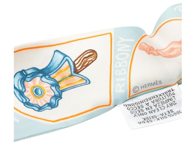 Foulard Twilly in seta Hermès Blue Funny Ice Cream Blu chiaro - vista 4