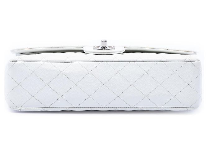 Chanel White Medium Classic Caviar Double Flap Bianco - vista 3