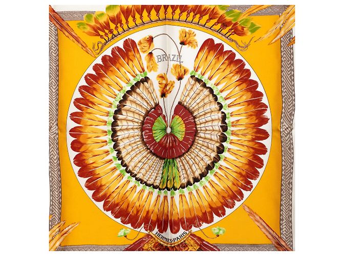 Sciarpa in seta Hermès Yellow Brazil 90 Giallo - vista 2