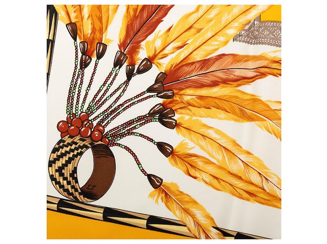 Sciarpa in seta Hermès Yellow Brazil 90 Giallo - vista 5