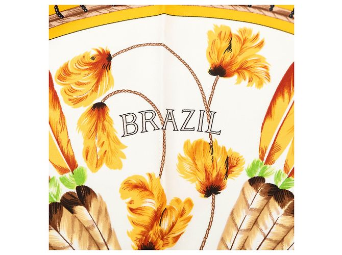 Sciarpa in seta Hermès Yellow Brazil 90 Giallo - vista 7