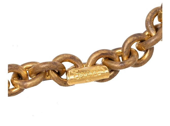 Collana con pendente Chanel Gold CC in resina placcato oro D'oro - vista 2