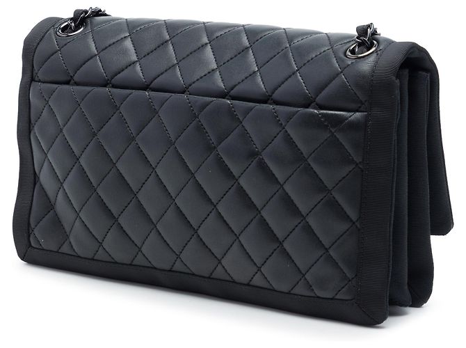 Chanel Black CC trapuntato in agnello e grosgrain So Black Flap Nero - vista 2
