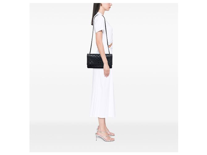 Chanel Black CC trapuntato in agnello e grosgrain So Black Flap Nero - vista 6