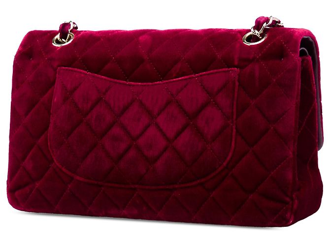 Chanel Red Medium Classic Velvet Double Flap Vermelho Bordeaux - vista 2