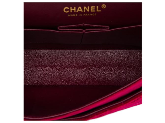 Chanel Red Medium Classic Velvet Double Flap Vermelho Bordeaux - vista 4