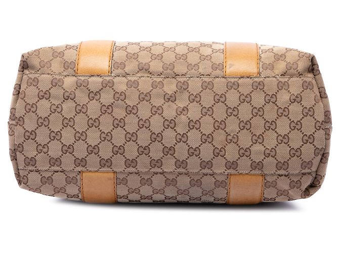Gucci Bamboo Libeccio Tote aus beigem GG Canvas, Medium - Ansicht 3