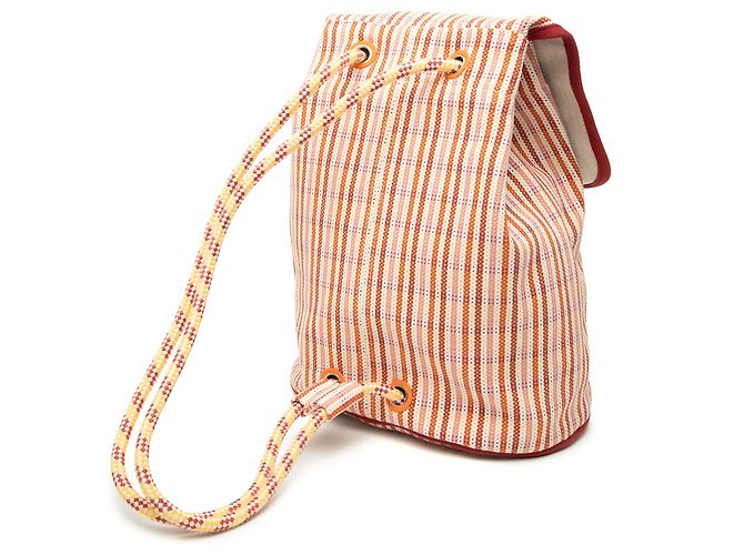 Zaino Hermès Orange Canvas Animaux Nattes Arancione - vista 2