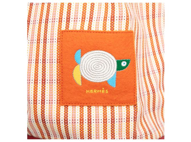 Zaino Hermès Orange Canvas Animaux Nattes Arancione - vista 5