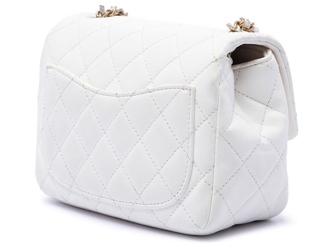 Chanel White Mini Square Lambskin Romance Single Flap Bianco Crudo - vista 2