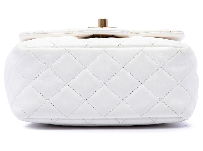 Chanel White Mini Square Lambskin Romance Single Flap Bianco Crudo - vista 3