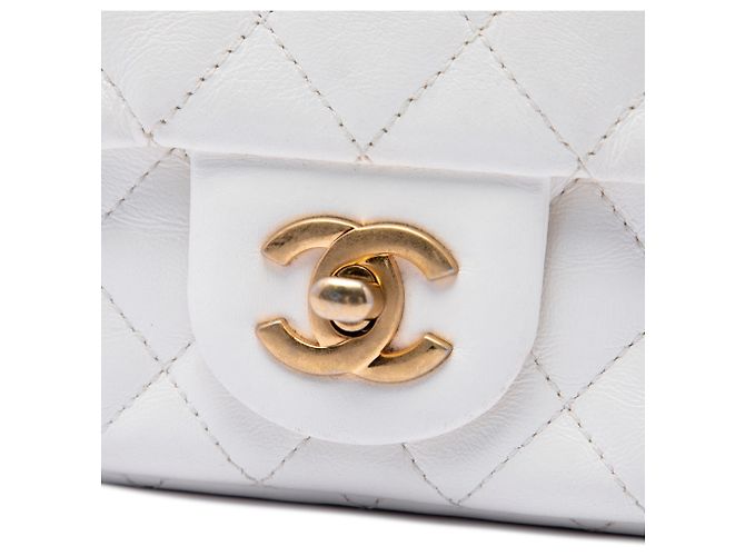 Chanel White Mini Square Lambskin Romance Single Flap Bianco Crudo - vista 5