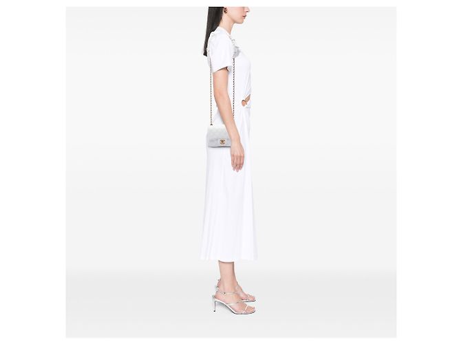 Chanel White Mini Square Lambskin Romance Single Flap Bianco Crudo - vista 6