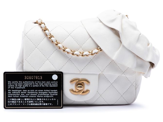 Chanel White Mini Square Lambskin Romance Single Flap Bianco Crudo - vista 7