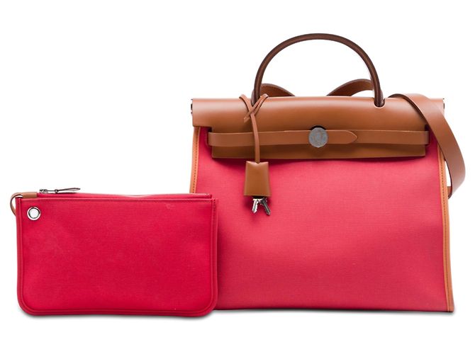 Hermès Pink Toile Herbag Zip 31 Rosa - vista 8