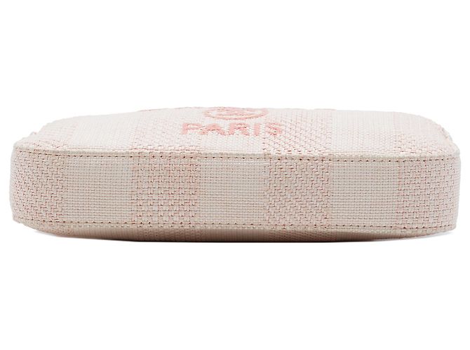 Clutch Chanel Pink Raffia Deauville Double Zip con Cadena Rosa - vista 3
