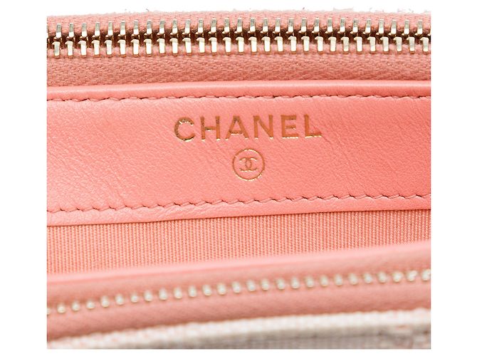 Clutch Chanel Pink Raffia Deauville Double Zip con Cadena Rosa - vista 5