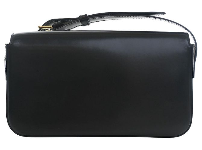 Céline Borsa a tracolla Celine Triomphe Claude in pelle di vitello lucida nera Nero - vista 2
