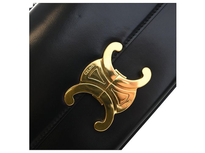 Céline Borsa a tracolla Celine Triomphe Claude in pelle di vitello lucida nera Nero - vista 5