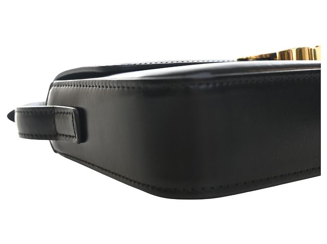 Céline Borsa a tracolla Celine Triomphe Claude in pelle di vitello lucida nera Nero - vista 8