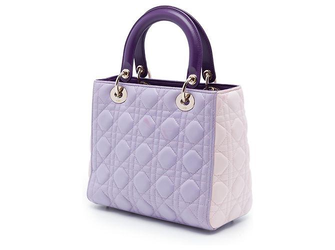 Dior Lady Dior in agnello tricolore viola taglia Medium Porpora - vista 2
