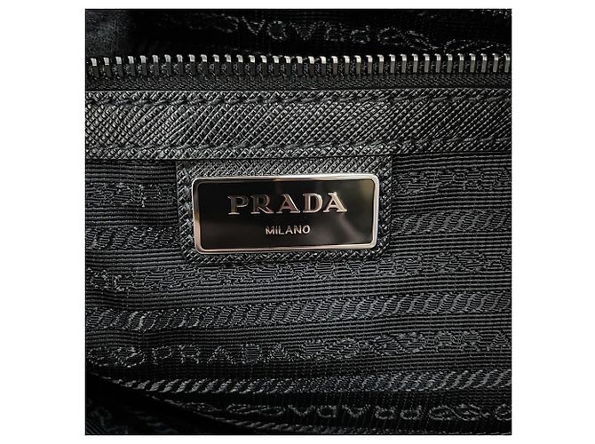Borsa Tote Triangle in nylon Saffiano Prada Marrone Nero - vista 10