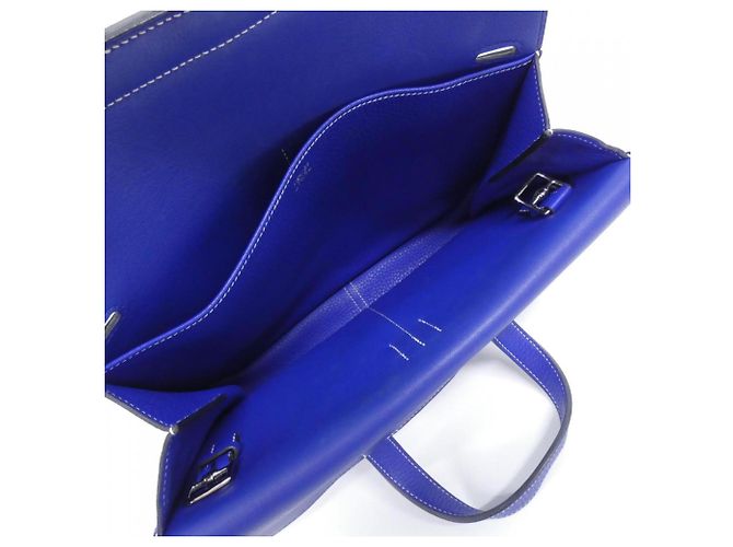Borsa Hermès Arzan Blu in Pelle Taurillon Clemence - vista 8