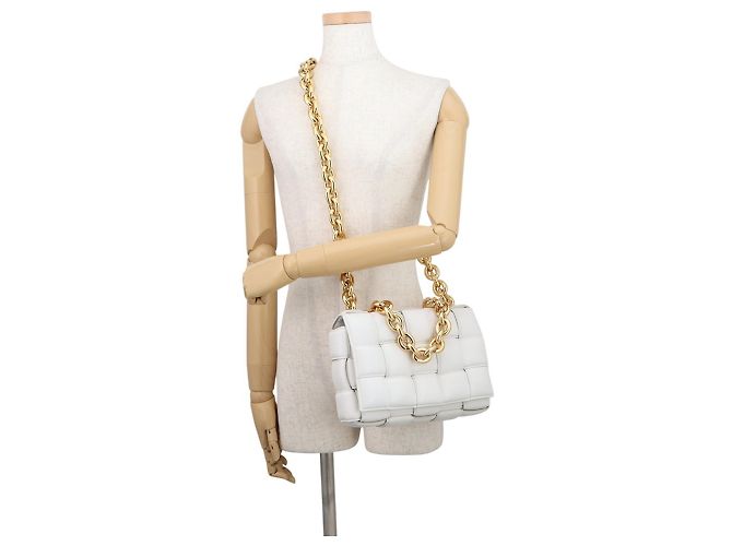 Borsa a tracolla con catena bianca Bottega Veneta Bianco - vista 4