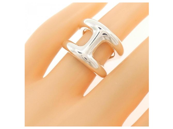 Hermès Hermes Osmo Ring mit breitem silbernem Band - Ansicht 5