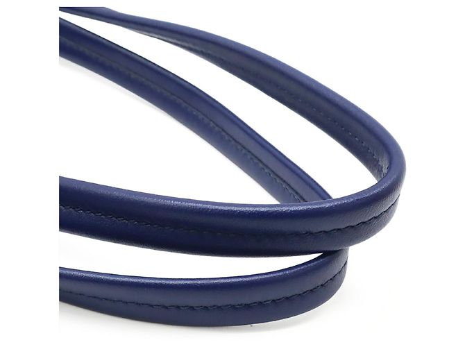 Borsa tote/a tracolla in pelle blu Prada - vista 5