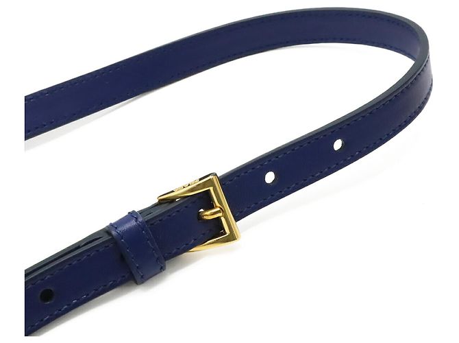 Borsa tote/a tracolla in pelle blu Prada - vista 8