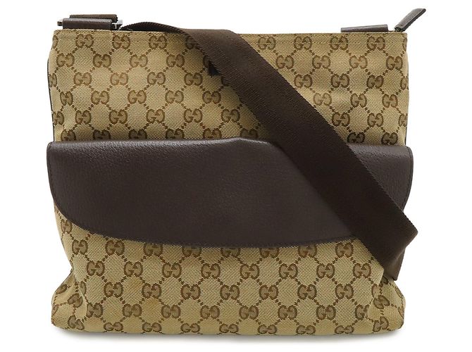 Borsa a tracolla GUCCI GG Canvas Beige Cachi Marrone scuro - vista 2