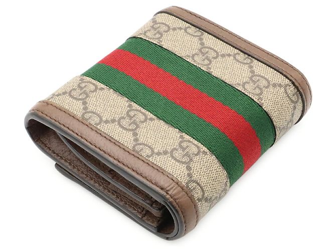 Cartera compacta GUCCI Ophidia GG Supreme Castaño Roja Beige Verde - vista 3