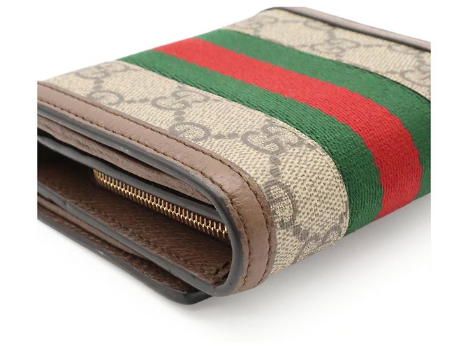 Cartera compacta GUCCI Ophidia GG Supreme Castaño Roja Beige Verde - vista 4