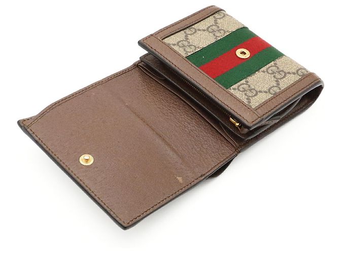 Cartera compacta GUCCI Ophidia GG Supreme Castaño Roja Beige Verde - vista 6