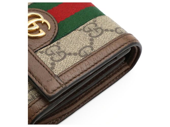 Cartera compacta GUCCI Ophidia GG Supreme Castaño Roja Beige Verde - vista 8