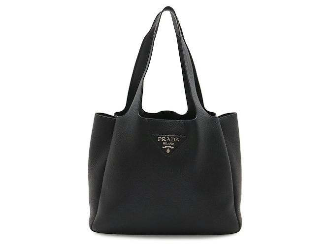 Prada Vitello Daino Soft Leather Tote/Shoulder Bag Schwarz - Ansicht 2