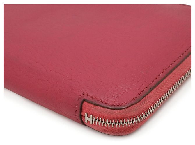 Hermès HERMES Azap Long All-Leather Round Wallet in Fuchsia Fuschia - vista 4