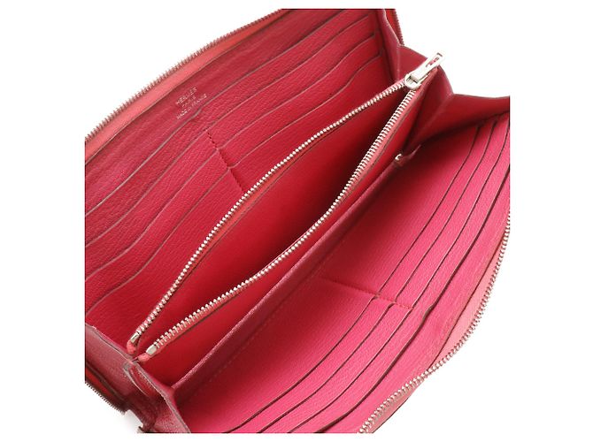 Hermès HERMES Azap Long All-Leather Round Wallet in Fuchsia Fuschia - vista 7