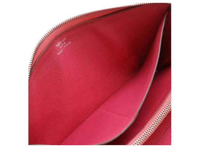 Hermès HERMES Azap Long All-Leather Round Wallet in Fuchsia Fuschia - vista 8