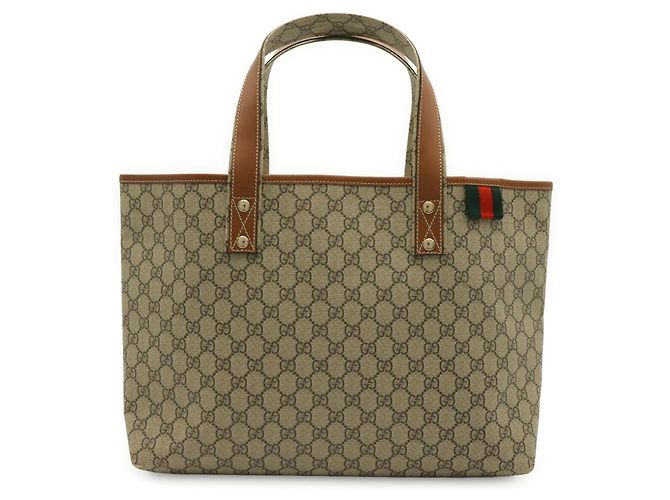 Borsa Tote Gucci GG Supreme Plus Sherry Line Marrone Beige - vista 2
