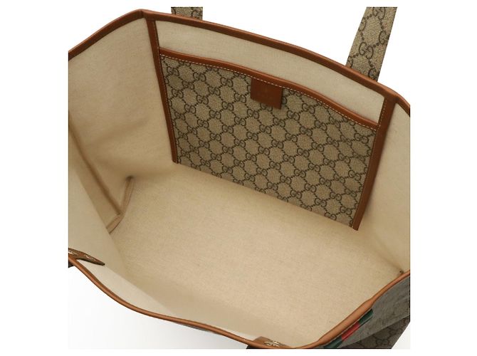 Borsa Tote Gucci GG Supreme Plus Sherry Line Marrone Beige - vista 6