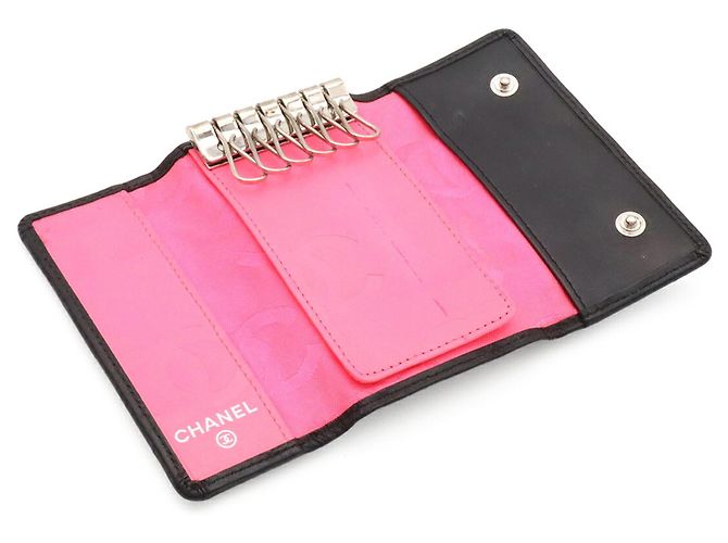Chanel Cambon Line Schlüsselcase Schwarz Pink - Ansicht 6