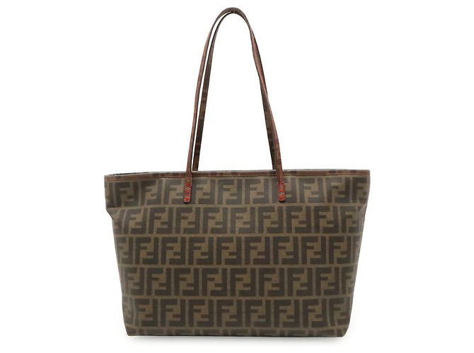 Borsa Tote Fendi Zucca in marrone kaki e rosso scuro Cachi Marrone scuro - vista 2
