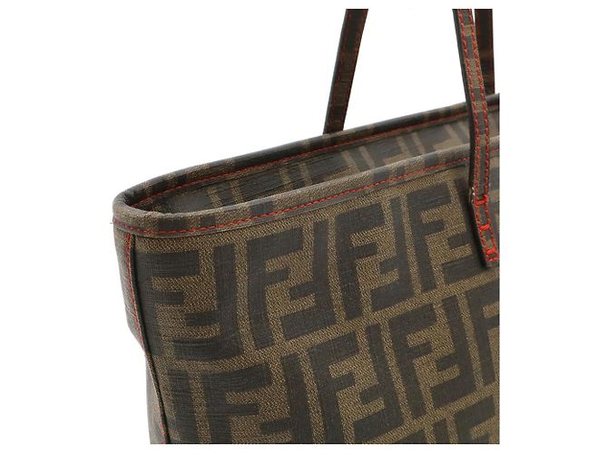 Borsa Tote Fendi Zucca in marrone kaki e rosso scuro Cachi Marrone scuro - vista 9