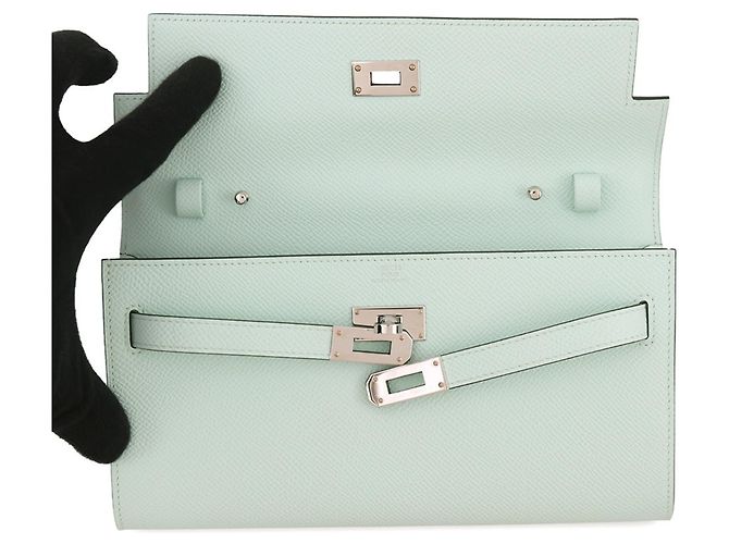 Hermès Portafoglio Hermes Kelly Long To Go in pelle Epsom Vert Peppermint - vista 4