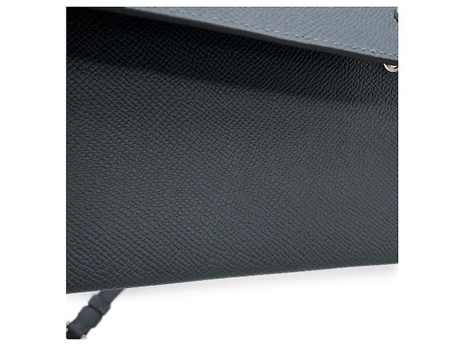 Hermès Portafoglio a tracolla Hermes in pelle Epsom Gris Misty - vista 6